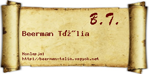 Beerman Tália névjegykártya